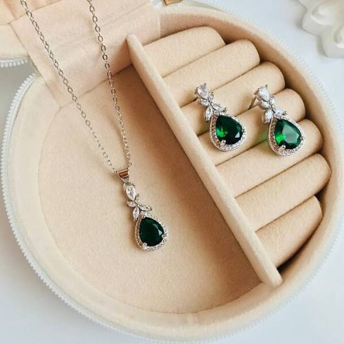 نیم ست جواهری کریستال رنگی