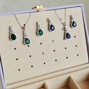 نیم ست جواهری کریستال رنگی