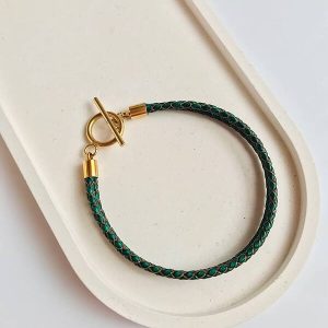 دستبند چرم و استیل