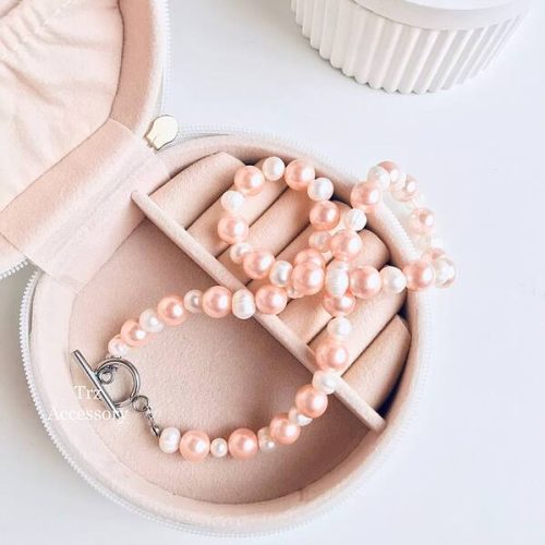 گردنبند میکس مروارید پرورشی گلبهی