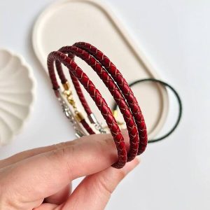 دستبند چرم و استیل