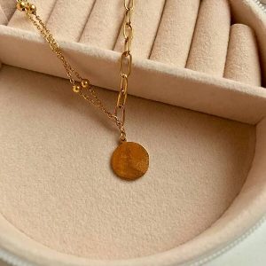 گردنبند طرح سکه استیل