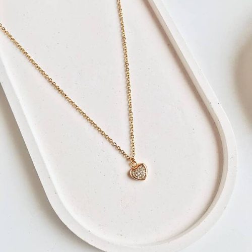 گردنبند قلب ظریف نگین دار