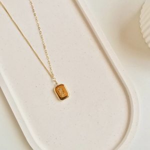 گردنبند شمش طرح گل استیل