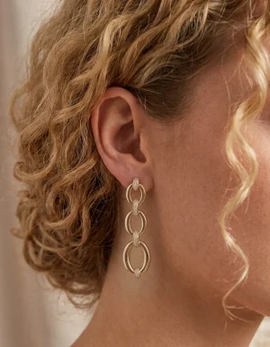 گوشواره آویز ژوپینگ نگین‌دار