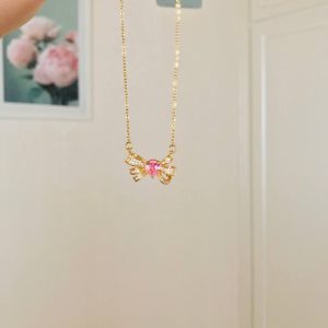 گردنبند پاپیونی استیل و کریستال