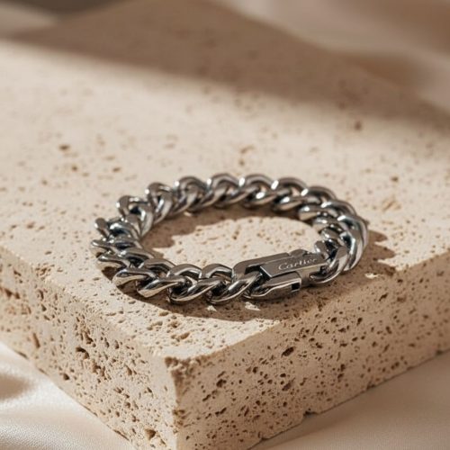 دستبند مردانه طرح کارتیه استیل(10mm)