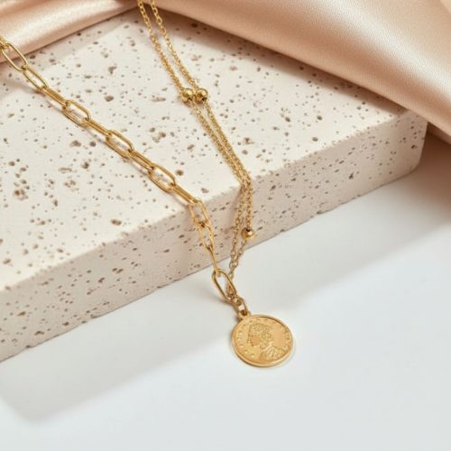 گردنبند طرح سکه استیل